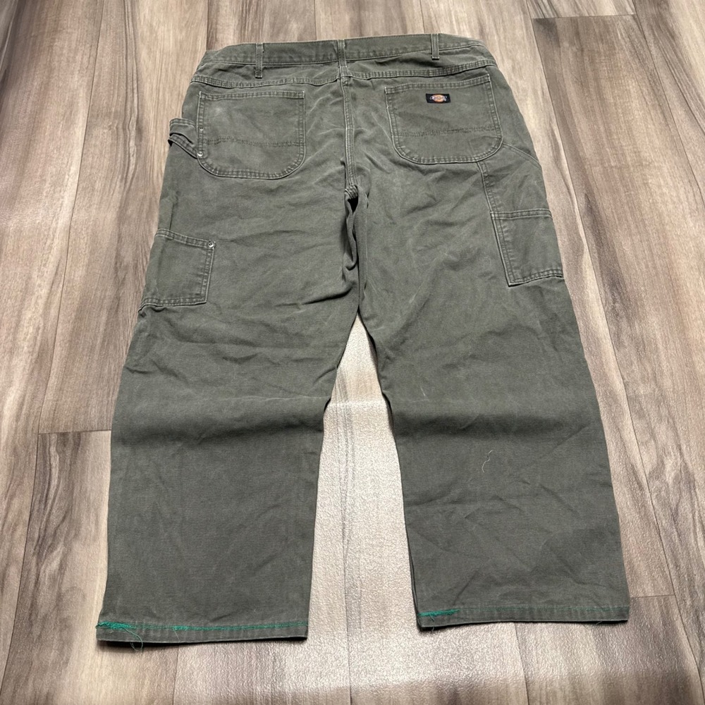 Dickies Mens Carpenter Pants 40x25 Olive Green Duck Canvas Workwear DU336RMS